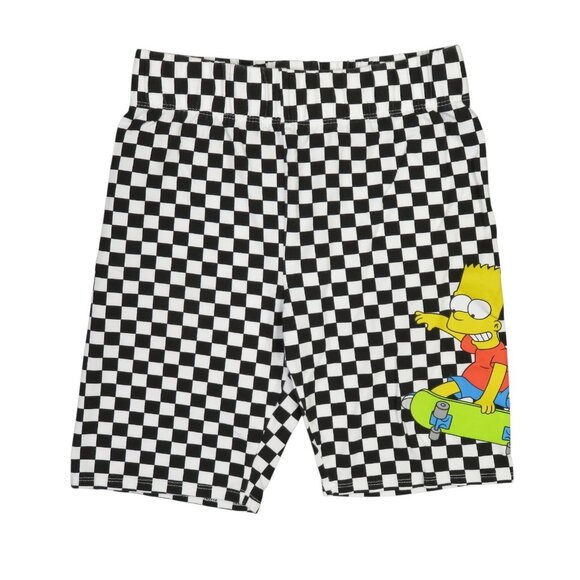 The Simpsons Bart Simpson Checkered Shorts Womens XS Skateboarding Biker Pull On - Picture 11 of 11